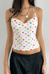 Colorful Polka Dot Halter Slim Fit Crop Top
