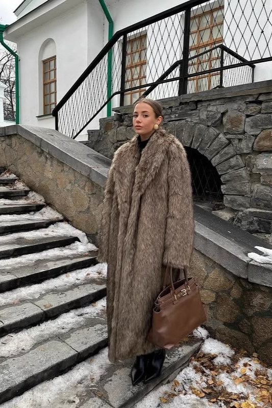 Faux Fur Long Thick Warm Overcoat Main image