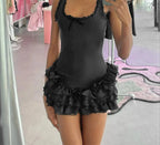 Lace Trim Bowknot Sleeveless Y2K Romper
