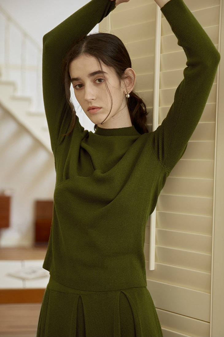 Sheer Panel Mock Neck Knit Top Secondary image