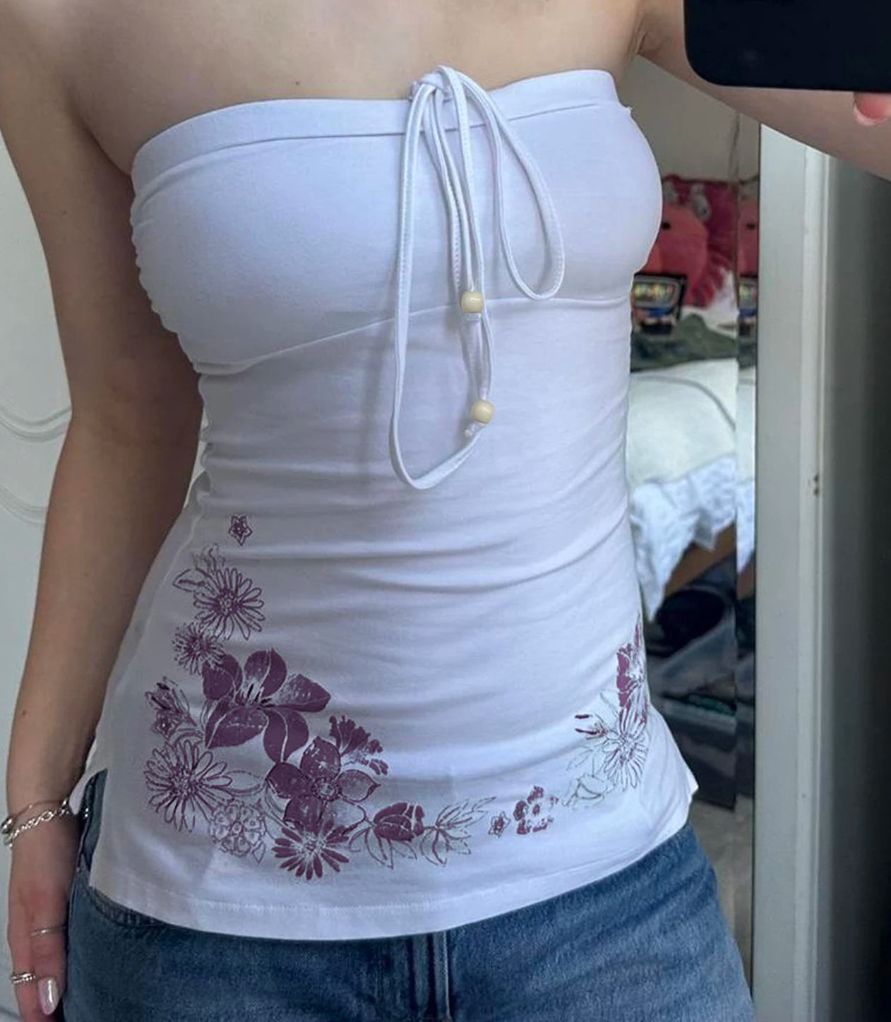 Bow Solid Camisole Floral Print Strapless Main image