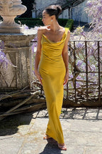 Backless Halter Satin Formal Dress
