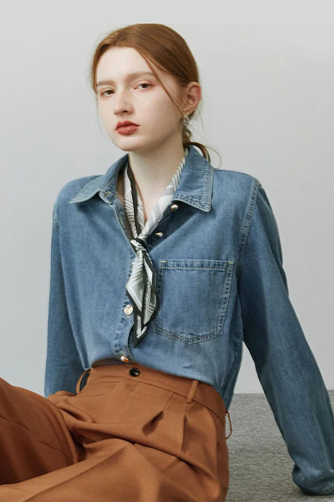 Soft Denim Casual V-Neck Jacket Main image