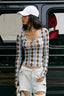 Vintage Argyle Mesh Fitted Long Sleeve T-Shirt
