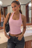 Solid Halter Backless Fitted Crop Top