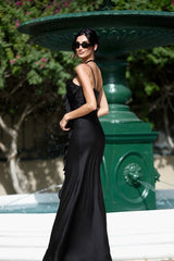 Chic Slim Floral Ribbon Satin Cami Boho Dress