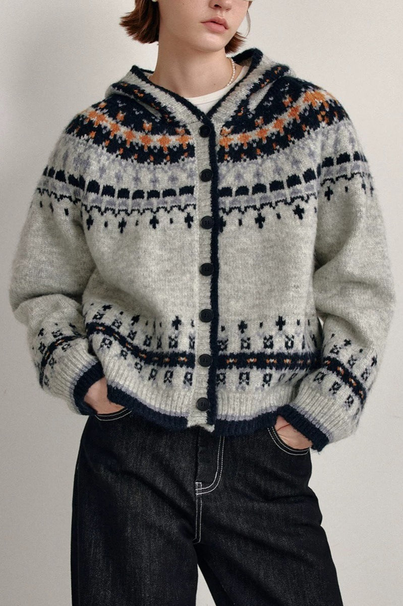 Fair Isle Hooded Cardigan Main image