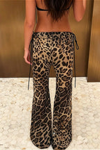 Leopard Side Tie Flared Pants
