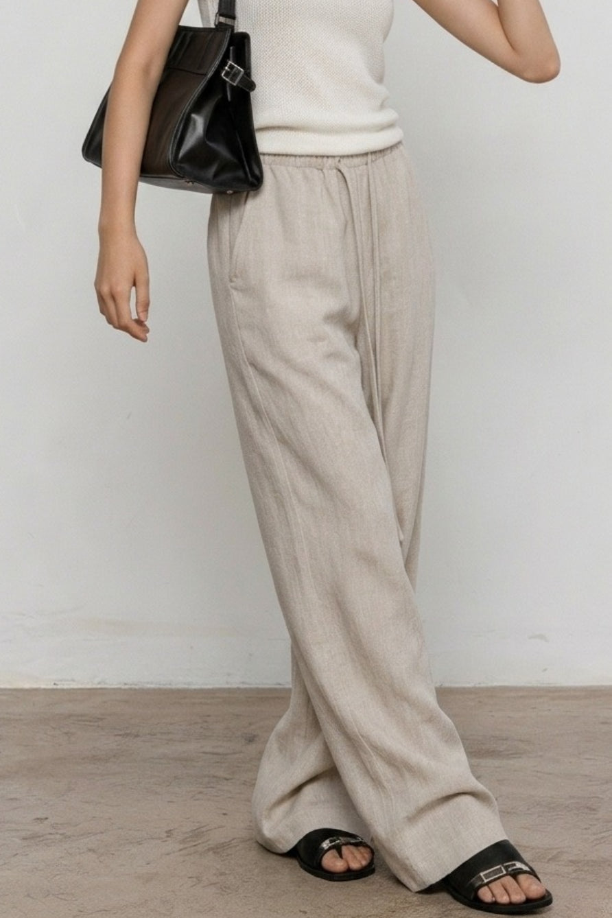 Linen Relaxed Draped Wide Leg Pants Secondary image