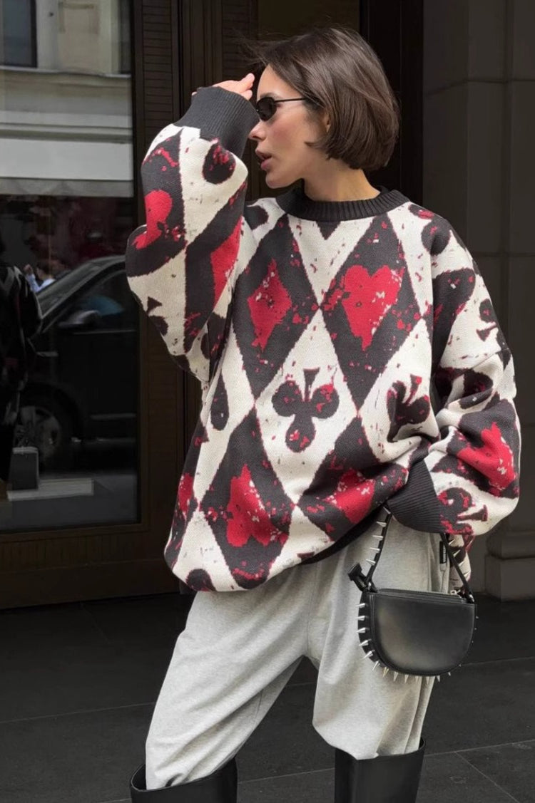 Colorblock Argyle Knit Sweater Main image