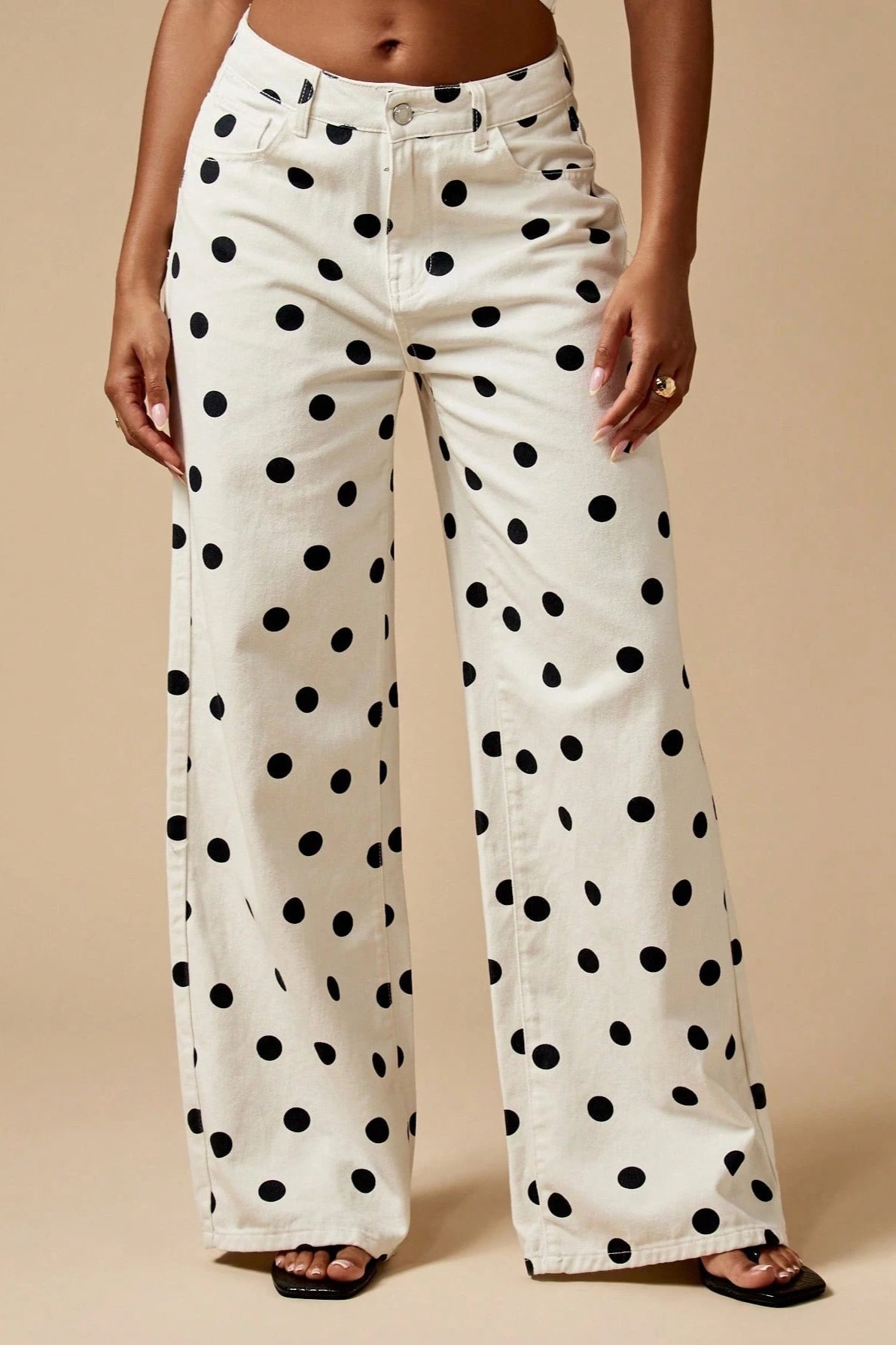 Polka Dot Wide Leg Denim Pants Main image