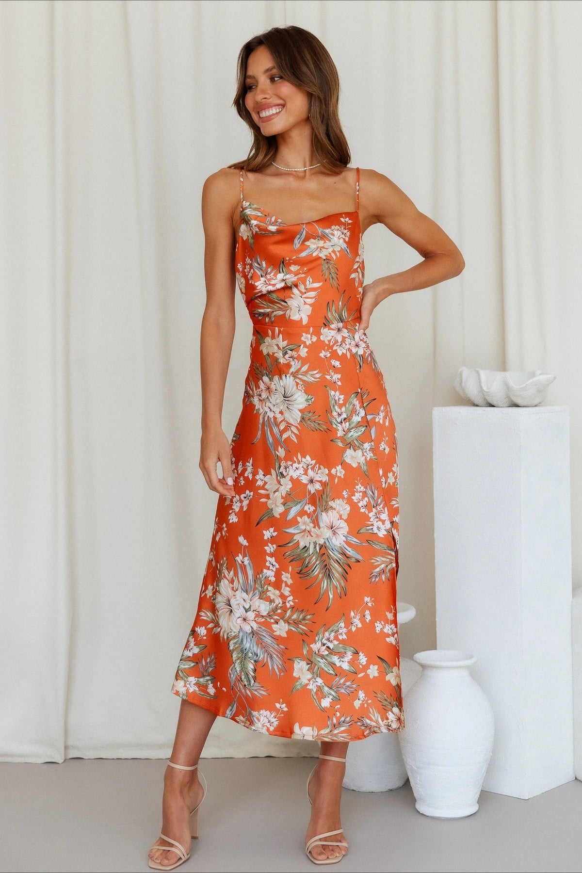 Floral Digital Print Cami Silk Dress Main image