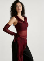 Cyber Grunge Mesh See Through Hooded Sheer Top