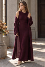 Vintage Knit Cardigan and Sleeveless Dress Two Piece Set