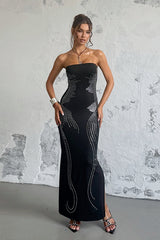 Strapless Rhinestone Maxi Birthday Dress
