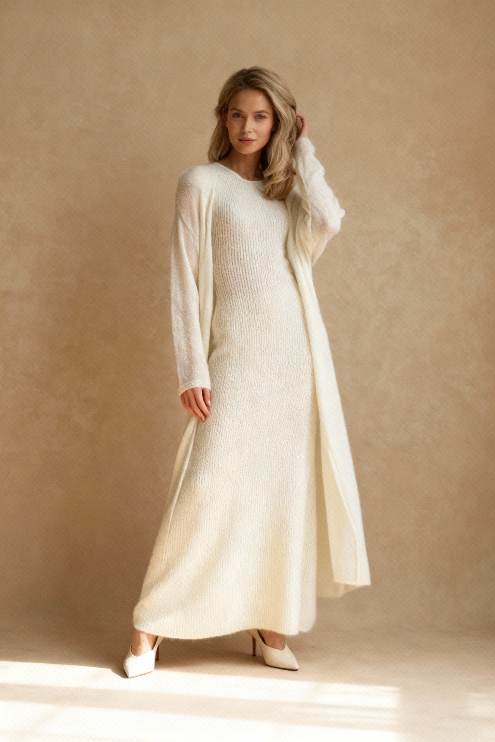 Vintage Knit Cardigan and Sleeveless Dress Two Piece Set Main image