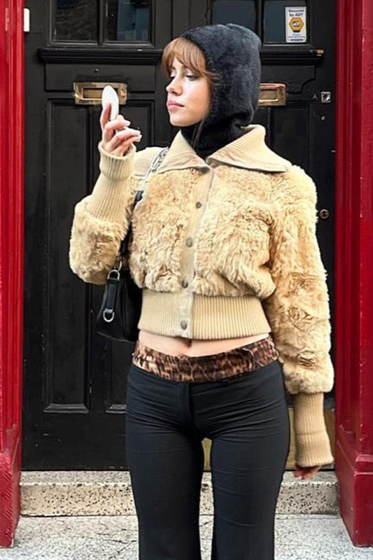 Faux Fur Patchwork Collar Coat Main image