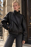High Collar Epaulet Faux Leather Jacket