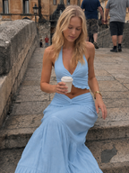 Sleeveless Halter Twist Co-ord Boho Dress