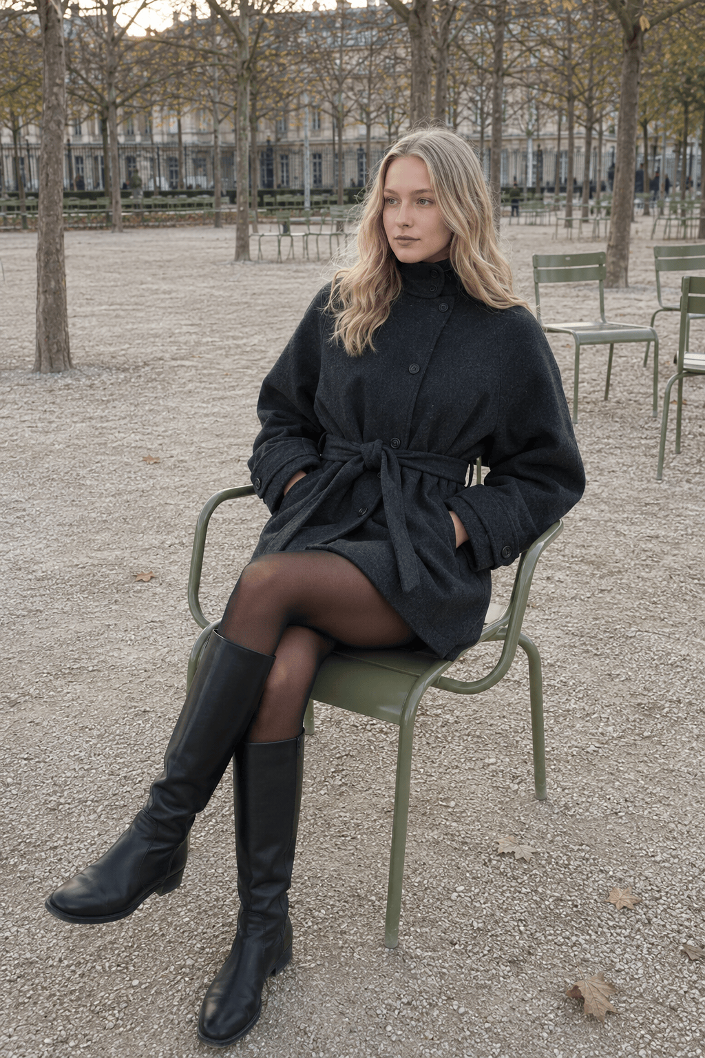 Fashion High Neck With Belt Woolen Overcoats Secondary image