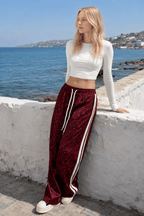 Leopard Print Spliced Casual Pants