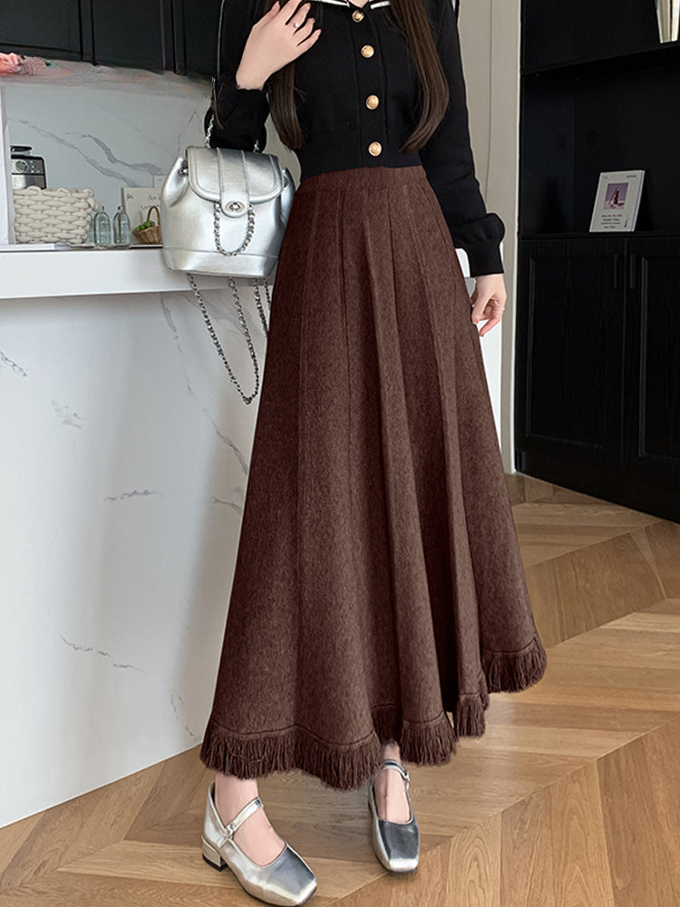 Thick Elegant Autumn Winter Fashion Tassel Warm Knitwear Casual Skirt Secondary image