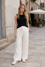 Wool Blend High Waist Knit Pants