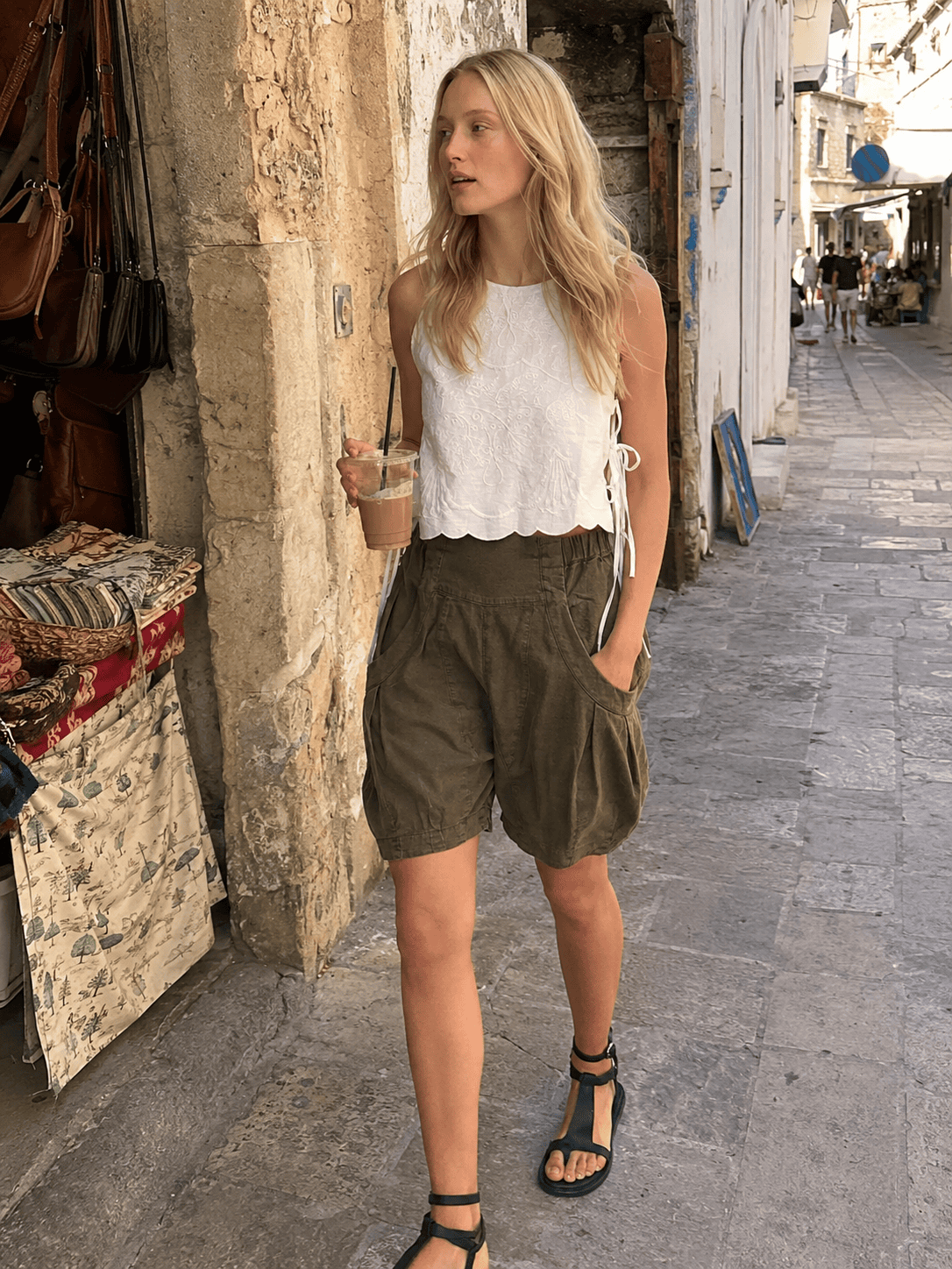 High Waist Utility Wide Leg Loose Fit Shorts Main image
