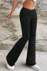 Micro Flare V Waist Slim Casual Sporty Pants