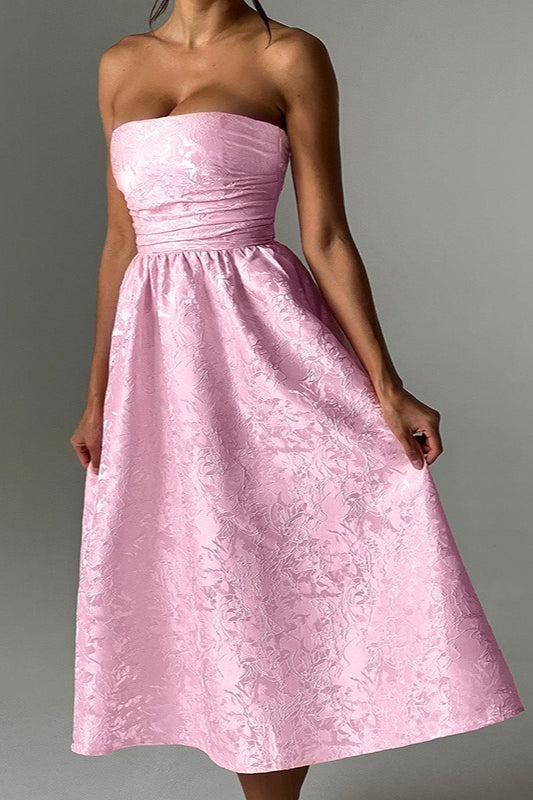Jacquard Satin Bodycon Strapless Silk Dress Main image