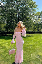 Lace Insert Bell Sleeve Birthday Dress