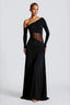 Slim Fit Round Neck Ruched Sheer Bodycon Formal Dress