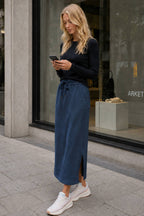 High Waist Split Straight Bodycon Midi Skirt