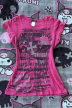 Cross Graphic Gothic Fitted Short Sleeve T-Shirt