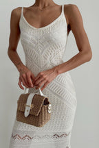 Cami U-Neck Crochet  Knit Maxi Sweater Dress