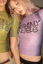 Letter Print See Through Graphic Mesh Sheer Top