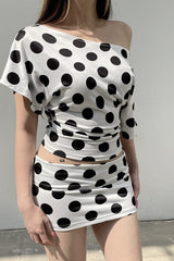Batwing Sleeve Dot Top Two Pieces Set