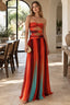 Gradient Pleated Hollow Strap Midi Dress