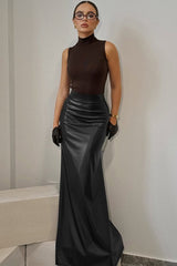 Retro Black Fishtail Bodycon Skirt