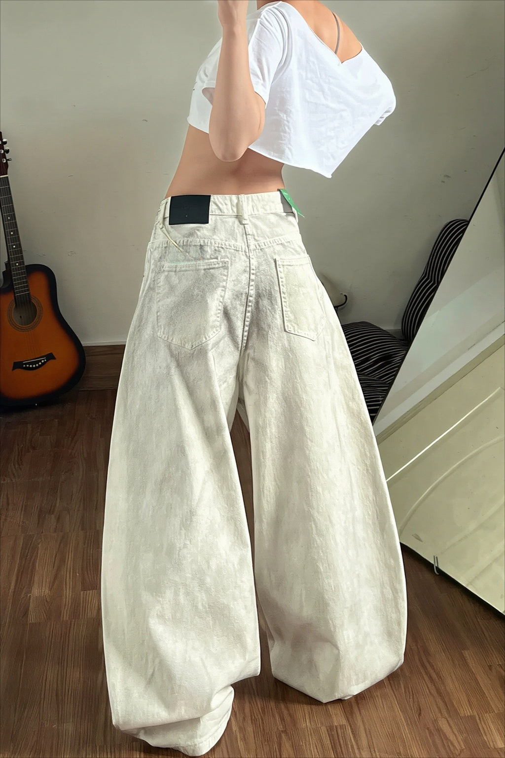 Letter Print Loose Wide Leg Streetwear Jeans