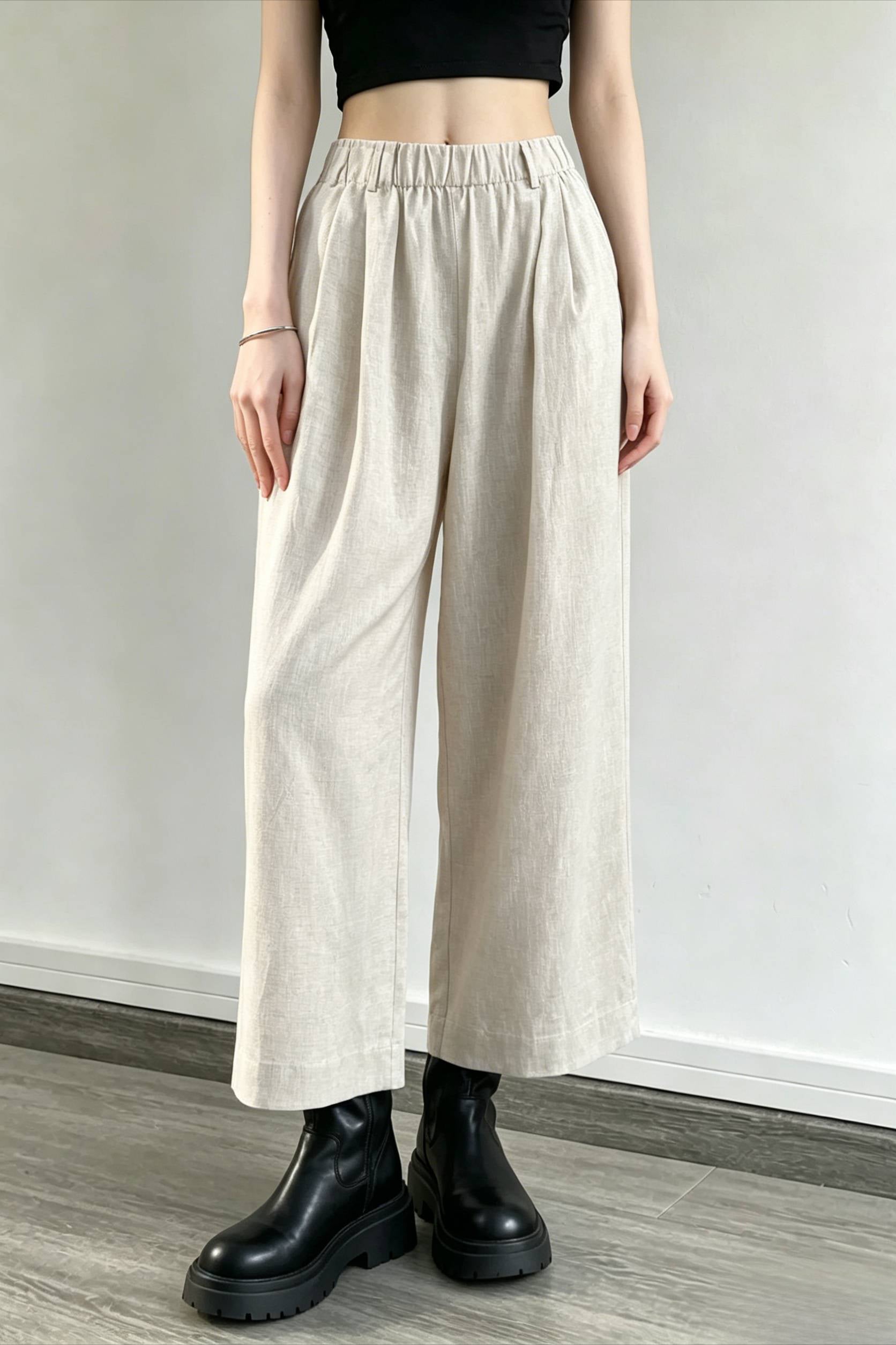 Breathable Linen Straight Pants Main image