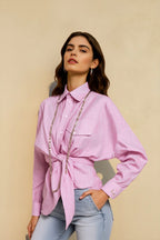 Back Stripe Button Detail Blouse
