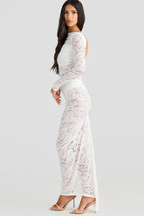 Lace Backless Long Sleeve Lace Dress