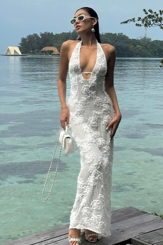 Halter Neck Jacquard Birthday Dress Secondary image