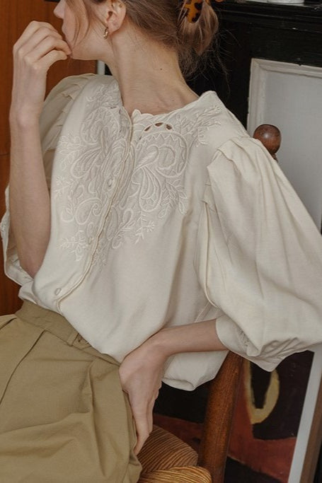 Unique Embroidered Sheer Blouse Secondary image