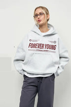 Forever Young Slogan Oversized Pullover Hoodie