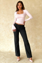 Chic Square Neck Long Sleeve Slim Long Sleeve Tee