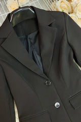 Black Lace Panel Long Sleeve Blazer