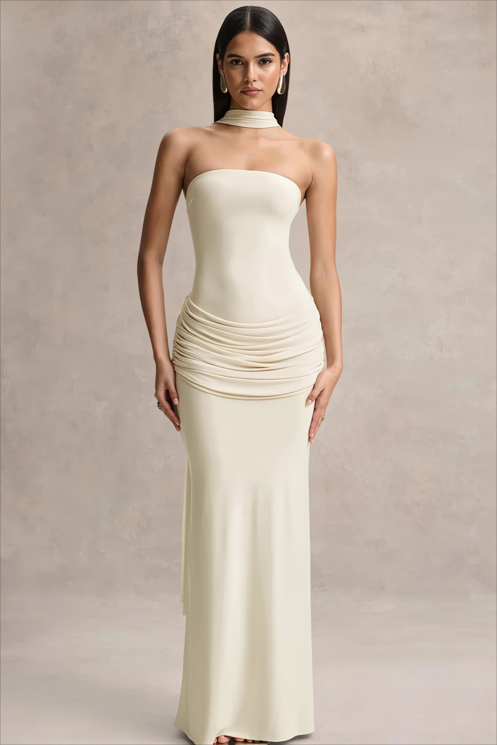 Halter Strapless Backless Tie Maxi Dress