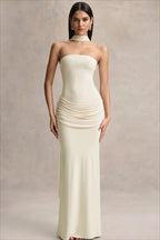 Halter Strapless Backless Tie Maxi Dress